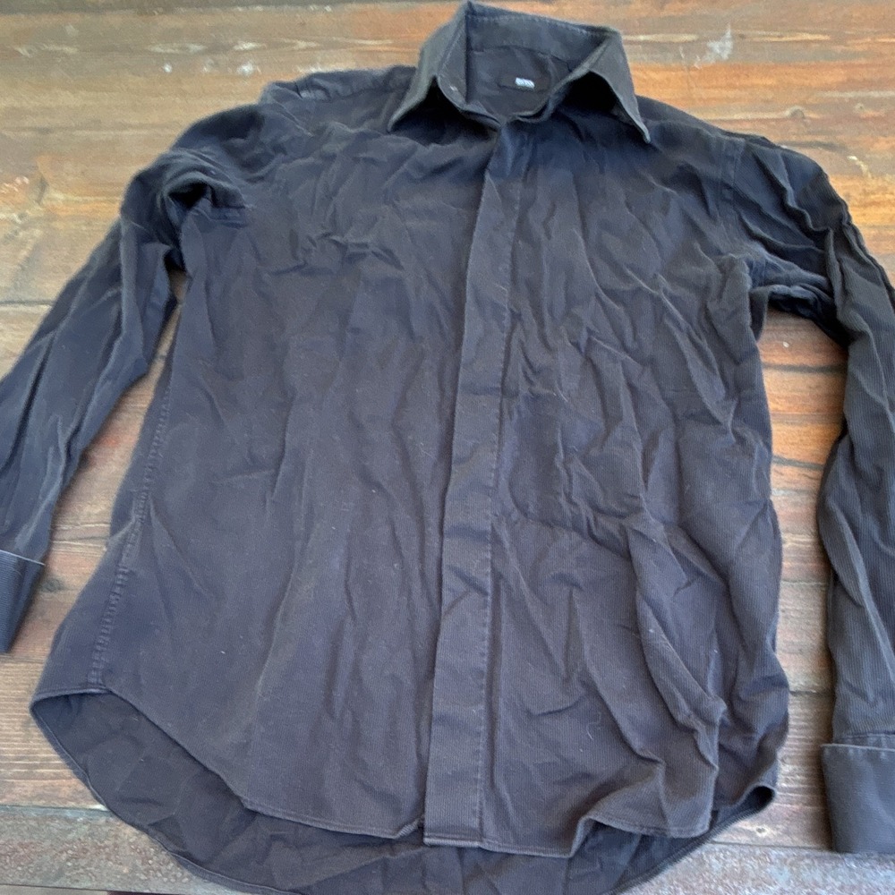 BOSS Hugo Boss Black Slim Non-Iron Dress Shirt 15.5 34/35 Cotton Point